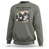 Just A Kitty Who Smashes Balls Sweatshirt Funny Tennis Cat Gift - Wonder Print Shop