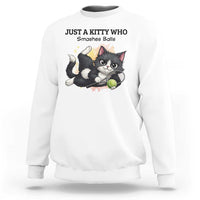 Just A Kitty Who Smashes Balls Sweatshirt Funny Tennis Cat Gift - Wonder Print Shop