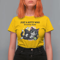 Just A Kitty Who Smashes Balls T Shirt For Women Funny Tennis Cat Gift - Wonder Print Shop