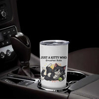 Just A Kitty Who Smashes Balls Tumbler Cup Funny Tennis Cat Gift - Wonder Print Shop