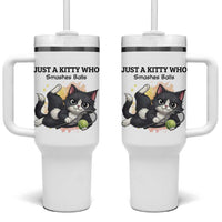 Just A Kitty Who Smashes Balls Tumbler With Handle Funny Tennis Cat Gift - Wonder Print Shop