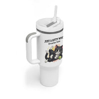 Just A Kitty Who Smashes Balls Tumbler With Handle Funny Tennis Cat Gift - Wonder Print Shop