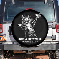 Funny Cat Plays Tennis Spare Tire Cover Just A Kitty Who Smashes Balls - Wonder Print Shop