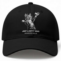 Funny Cat Plays Tennis Baseball Cap Just A Kitty Who Smashes Balls