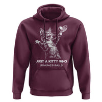 Funny Cat Plays Tennis Hoodie Just A Kitty Who Smashes Balls - Wonder Print Shop