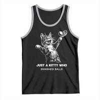 Funny Cat Plays Tennis Tank Top Just A Kitty Who Smashes Balls - Wonder Print Shop