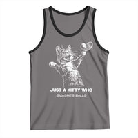 Funny Cat Plays Tennis Tank Top Just A Kitty Who Smashes Balls - Wonder Print Shop