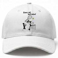 Funny Chubby Cat Tennis Baseball Cap Game Set And Meow