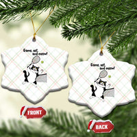 Funny Chubby Cat Tennis Ceramic Ornament Game Set And Meow - Wonder Print Shop