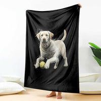 Cute Yellow Labrador Retriever With Tennis Ball Throw Blanket - Wonder Print Shop