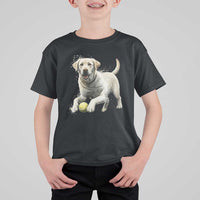 Cute Yellow Labrador Retriever With Tennis Ball T Shirt For Kid - Wonder Print Shop