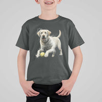 Cute Yellow Labrador Retriever With Tennis Ball T Shirt For Kid - Wonder Print Shop
