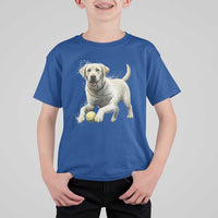 Cute Yellow Labrador Retriever With Tennis Ball T Shirt For Kid - Wonder Print Shop