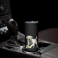 Cute Yellow Labrador Retriever With Tennis Ball Skinny Tumbler - Wonder Print Shop