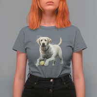 Cute Yellow Labrador Retriever With Tennis Ball T Shirt For Women - Wonder Print Shop