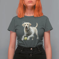 Cute Yellow Labrador Retriever With Tennis Ball T Shirt For Women - Wonder Print Shop