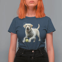 Cute Yellow Labrador Retriever With Tennis Ball T Shirt For Women - Wonder Print Shop