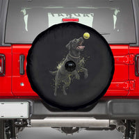 Playful Black Labrador Fetching Chasing Tennis Ball Spare Tire Cover - Wonder Print Shop