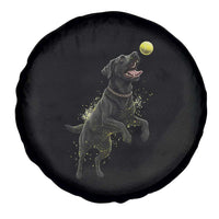 Playful Black Labrador Fetching Chasing Tennis Ball Spare Tire Cover - Wonder Print Shop