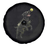Playful Black Labrador Fetching Chasing Tennis Ball Spare Tire Cover - Wonder Print Shop