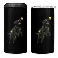 Playful Black Labrador Fetching Chasing Tennis Ball 4 in 1 Can Cooler Tumbler - Wonder Print Shop