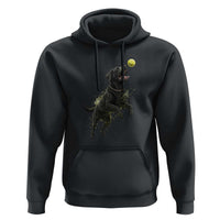 Playful Black Labrador Fetching Chasing Tennis Ball Hoodie - Wonder Print Shop