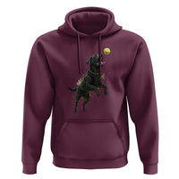 Playful Black Labrador Fetching Chasing Tennis Ball Hoodie - Wonder Print Shop