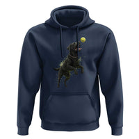 Playful Black Labrador Fetching Chasing Tennis Ball Hoodie - Wonder Print Shop