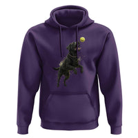 Playful Black Labrador Fetching Chasing Tennis Ball Hoodie - Wonder Print Shop