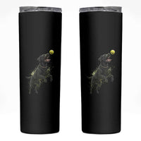 Playful Black Labrador Fetching Chasing Tennis Ball Skinny Tumbler - Wonder Print Shop