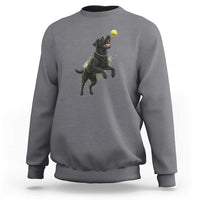 Playful Black Labrador Fetching Chasing Tennis Ball Sweatshirt - Wonder Print Shop