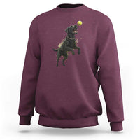 Playful Black Labrador Fetching Chasing Tennis Ball Sweatshirt - Wonder Print Shop