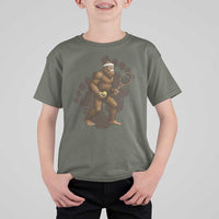 Funny Bigfoot Tennis Player T Shirt For Kid Folklore Cryptid Gift - Wonder Print Shop