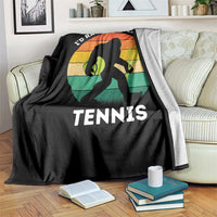 Id Rather Be Playing Tennis Throw Blanket Vintage Retro Bigfoot Tennis Player Gift - Wonder Print Shop