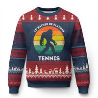 Id Rather Be Playing Tennis Ugly Christmas Sweater Vintage Retro Bigfoot Tennis Player Gift - Wonder Print Shop