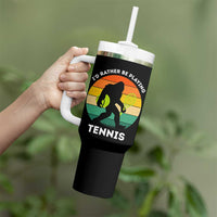 Id Rather Be Playing Tennis Tumbler With Handle Vintage Retro Bigfoot Tennis Player Gift - Wonder Print Shop