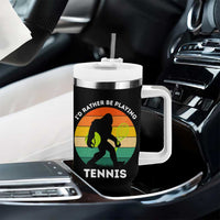 Id Rather Be Playing Tennis Tumbler With Handle Vintage Retro Bigfoot Tennis Player Gift - Wonder Print Shop