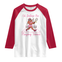 Funny Sexy Bigfoot Playing Tennis Raglan Shirt Gift For Girls - Wonder Print Shop
