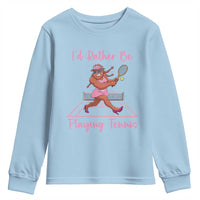 Funny Sexy Bigfoot Playing Tennis Youth Sweatshirt Gift For Girls - Wonder Print Shop