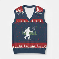 Funny Sasquatch Tennis Player V-Neck Knit Sweater Vest Folklore Cryptid Gift - Wonder Print Shop