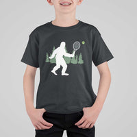 Funny Sasquatch Tennis Player T Shirt For Kid Folklore Cryptid Gift - Wonder Print Shop