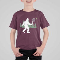 Funny Sasquatch Tennis Player T Shirt For Kid Folklore Cryptid Gift - Wonder Print Shop