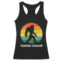 Vintage Retro Bigfoot Tennis Player Gift Racerback Tank Top Tennis Champ - Wonder Print Shop