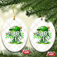St Patricks Day Shamrock Baseball Player Gift Ceramic Ornament