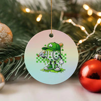 St Patricks Day Shamrock Baseball Player Gift Ceramic Ornament