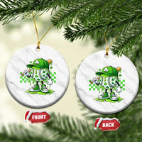 St Patricks Day Shamrock Baseball Player Gift Ceramic Ornament