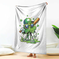 Funny St Patricks Day Clover Baseball Player Gift Throw Blanket