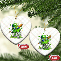 Funny St Patricks Day Clover Baseball Player Gift Ceramic Ornament