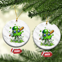 Funny St Patricks Day Clover Baseball Player Gift Ceramic Ornament