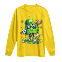 Funny St Patricks Day Clover Baseball Player Gift Long Sleeve Shirt